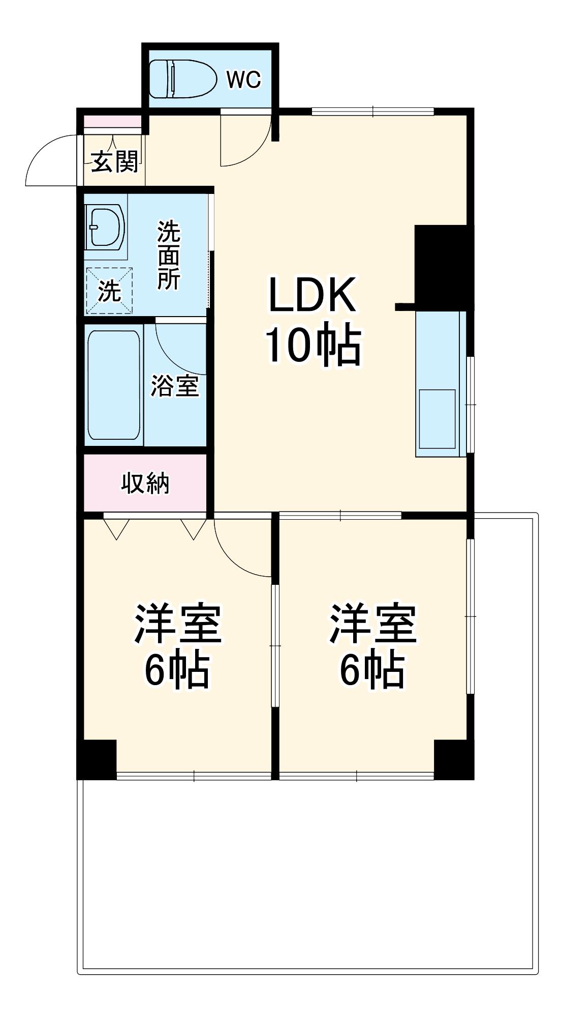ディアアルテ(2LDK/1階)の間取り写真