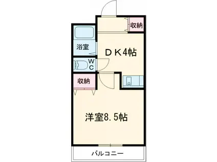 ヒガシハウス北町(1DK/4階)の間取り写真