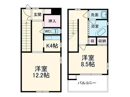 INUIステップコート(1LDK/3階)の間取り写真
