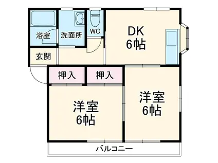 VILLA COSMOS(2DK/1階)の間取り写真