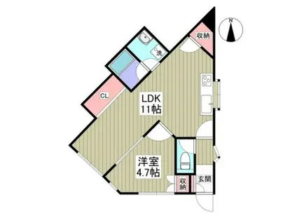 竹井ハイツ(1LDK/2階)の間取り写真
