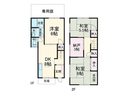 箕面市瀬川Ⅰ様テラスハウス(3SDK)の間取り写真