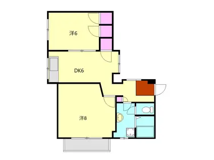 ワイワイスクウェア(2DK/2階)の間取り写真