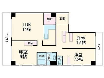 ドエルセントラル(3LDK/3階)の間取り写真
