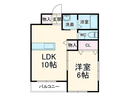 新ブルーハイツ(1LDK/2階)の間取り写真