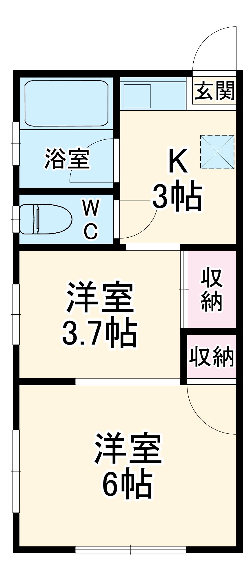 千頭ハイツ(2K/2階)の間取り写真