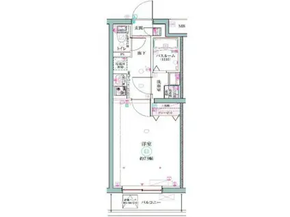 クレヴィスタ立石Ⅱ(1K/3階)の間取り写真