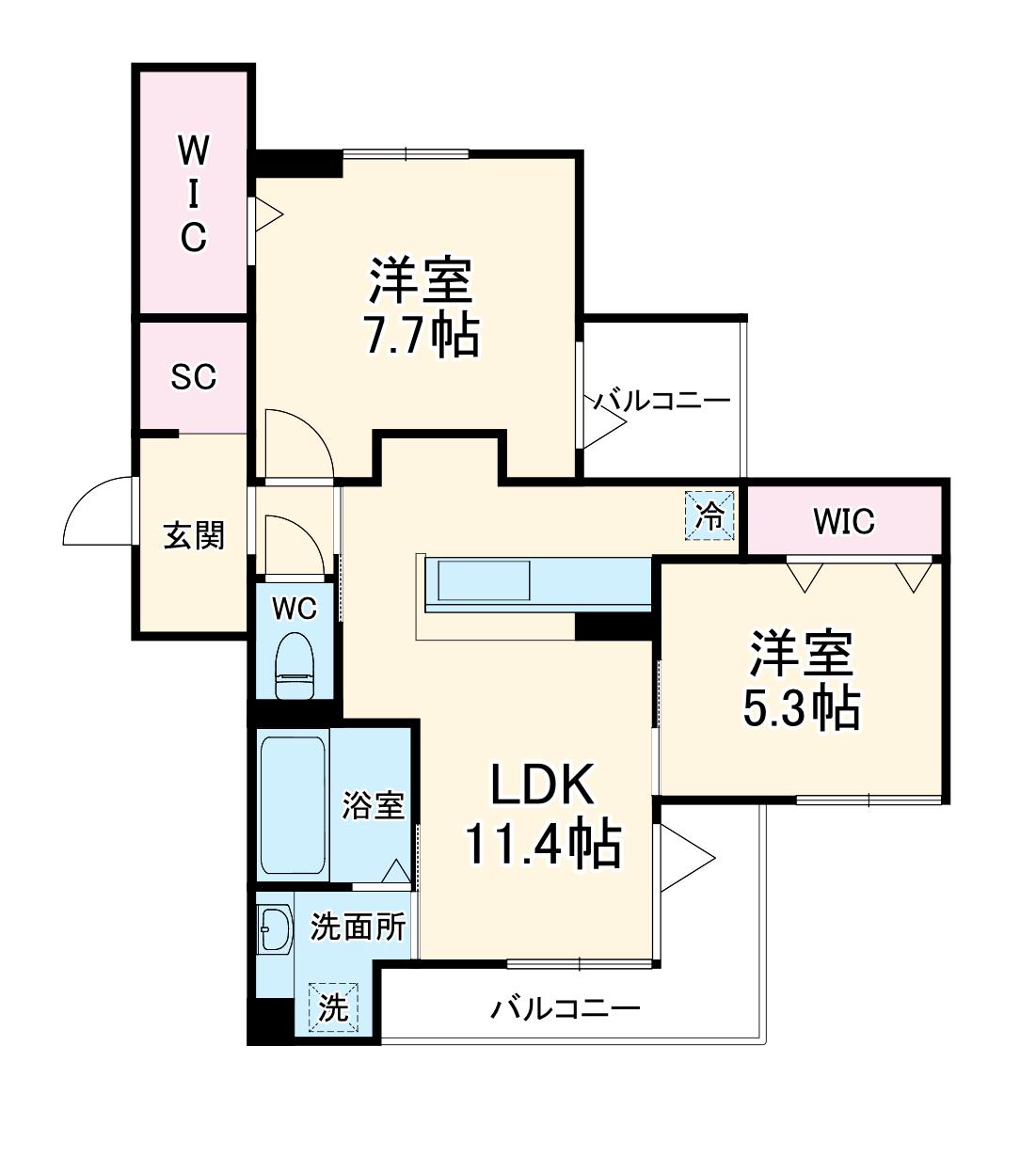 シェーンブルーメ横浜(1LDK/3階)の間取り写真