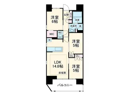 横須賀中央レジデンス(3LDK/13階)の間取り写真