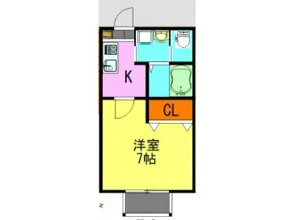 フェリオ葛城(1K/2階)の間取り写真