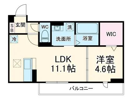 コンフォート椛(1LDK/1階)の間取り写真