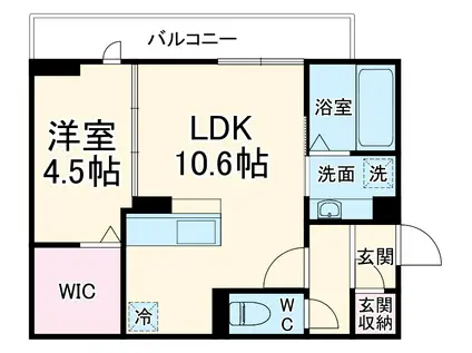コンフォート椛(1LDK/1階)の間取り写真