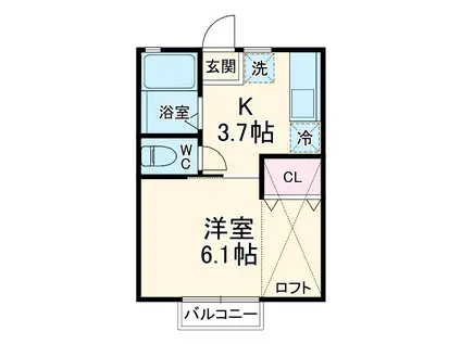 エルマンション本八幡(1K/1階)の間取り写真