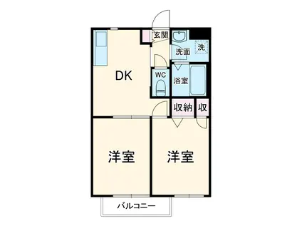 フラットコートⅡ(2DK/1階)の間取り写真