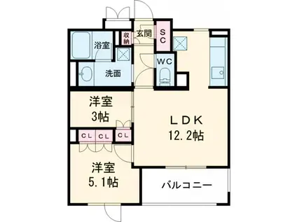 NIDO SAKURAGAOKA(2LDK/3階)の間取り写真