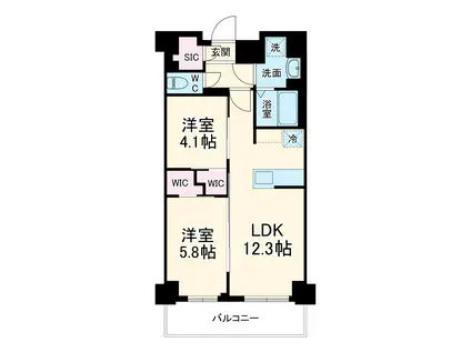 S-RESIDENCE東浦和AGUA(2LDK/2階)の間取り写真