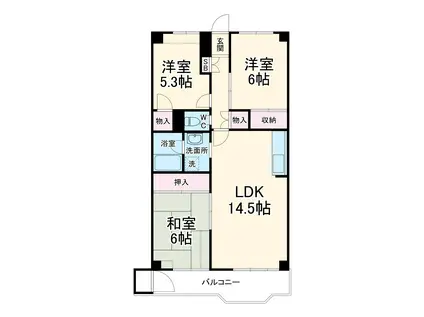 志木ファイブハイツ(3LDK/6階)の間取り写真