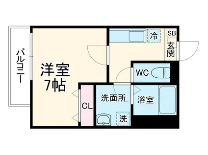 ジーメゾン大宮七里ウエスト(1K/1階)の間取り写真