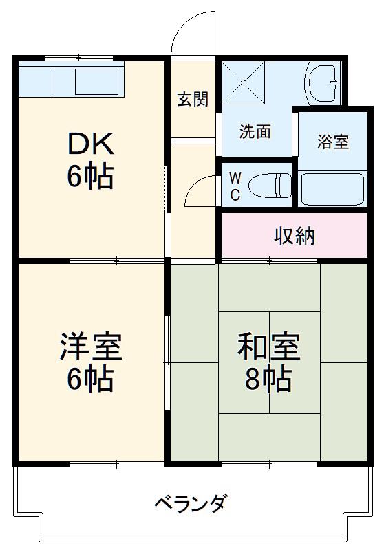 マンションロジュマンⅡ(2DK/3階)の間取り写真