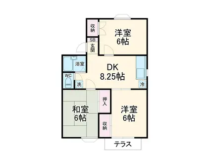 メンバーズタウン厚木A棟(3DK/1階)の間取り写真