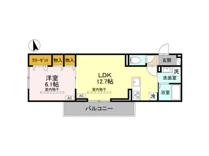 オペラハウス小舞木(1LDK/1階)の間取り写真