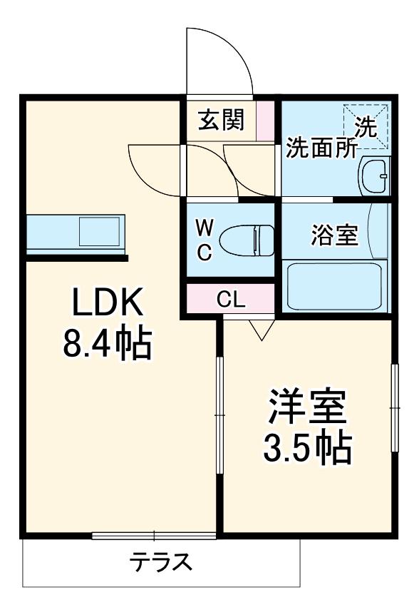 クレストパレス三郷(1LDK/1階)の間取り写真