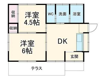 遠州鉄道 上島駅 徒歩74分 1階建 築46年(2DK)の間取り写真