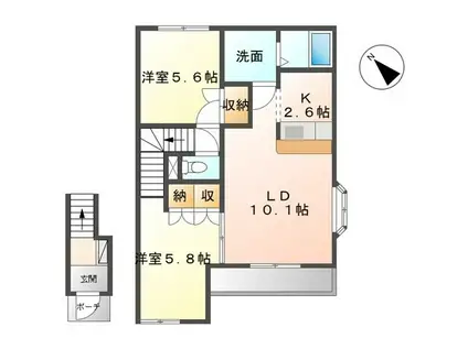 LA-MOANA(2LDK/2階)の間取り写真