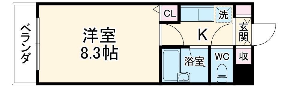 フェスタ天神(1K/7階)の間取り写真