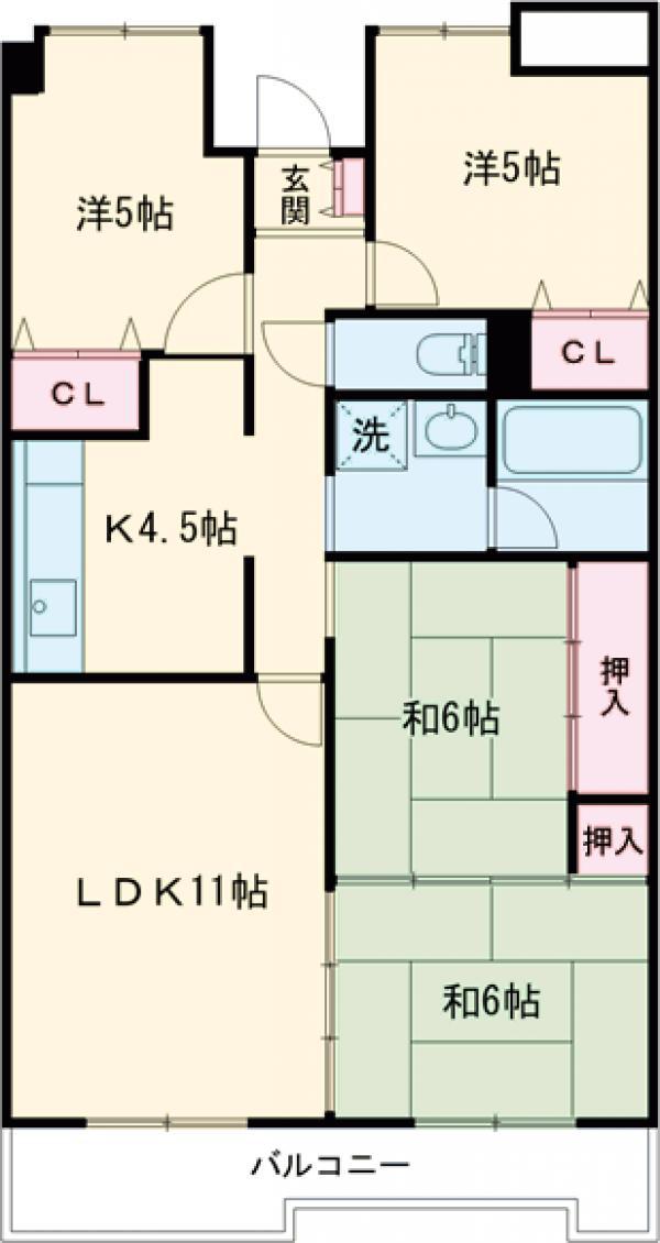 ルミエール薬師寺(4LDK/3階)の間取り写真