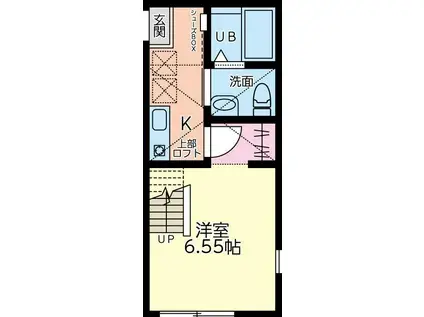 ヴェルジェ(1K/1階)の間取り写真