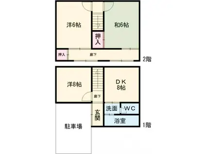 福知山線 福知山駅 徒歩41分 2階建 築50年(3DK)の間取り写真
