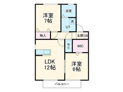 ウエストヴィレッヂ B(2LDK/2階)の間取り写真