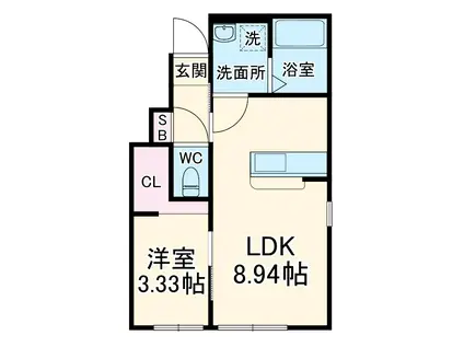 RAMBLE A棟(1LDK/1階)の間取り写真