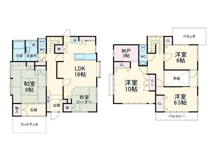 小田急電鉄小田原線 秦野駅 徒歩18分 2階建 築36年(4SLDK)の間取り写真