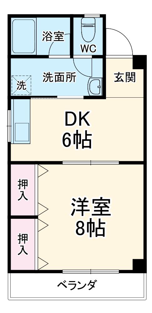 コーポM(1DK/4階)の間取り写真