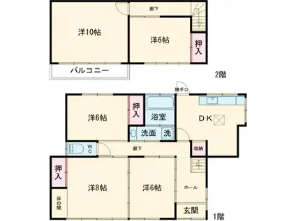 東武伊勢崎・大師線 細谷駅(群馬) 徒歩52分 2階建 築45年(5DK)の間取り写真