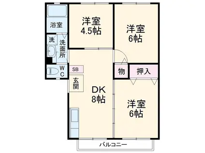 ブルーメゾンA(3DK/1階)の間取り写真