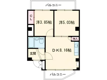 エムアッシュⅢ(2DK/3階)の間取り写真