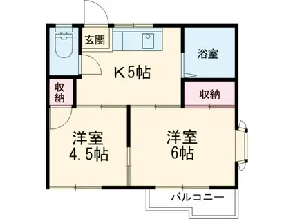 ローレルハイツ(2K/2階)の間取り写真