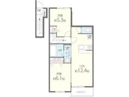サンロード新和Ⅲ(2LDK/2階)の間取り写真