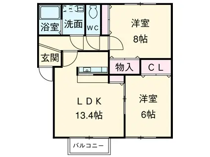 アメージングコートⅠ(2LDK/1階)の間取り写真