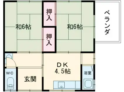 東海道本線 向日町駅 徒歩13分 2階建 築57年(2DK)の間取り写真