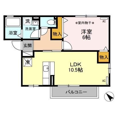クレール西原(1LDK/2階)の間取り写真