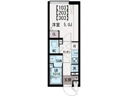 イクシオ東尾久(1K/1階)の間取り写真