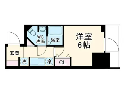 ALIVIS船橋イースト・ウエスト(1K/2階)の間取り写真