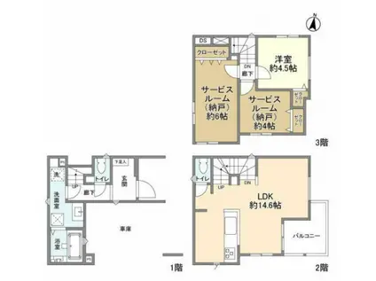 小田急電鉄小田原線 相武台前駅 徒歩8分 2階建 築3年(2SLDK)の間取り写真