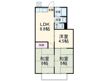 メイプルタウンⅠ(3DK/2階)の間取り写真