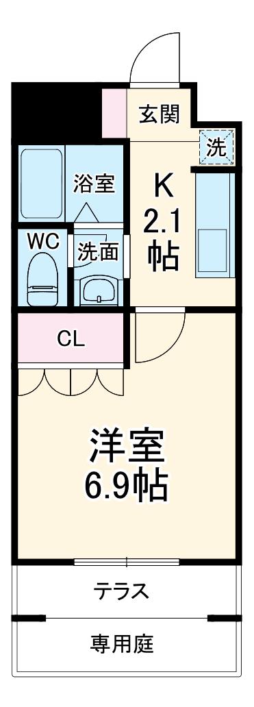 ユニテ@中原(1K/1階)の間取り写真