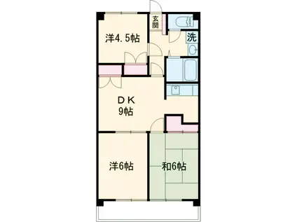 ロングキャッスル2(3DK/1階)の間取り写真